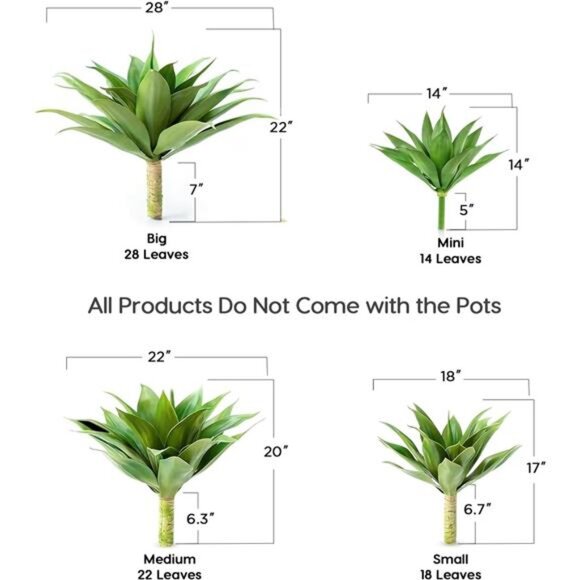 Artificial Plant Outdoor Agave - Large Size UV Resistant Fake Agave - Picture 3 of 7